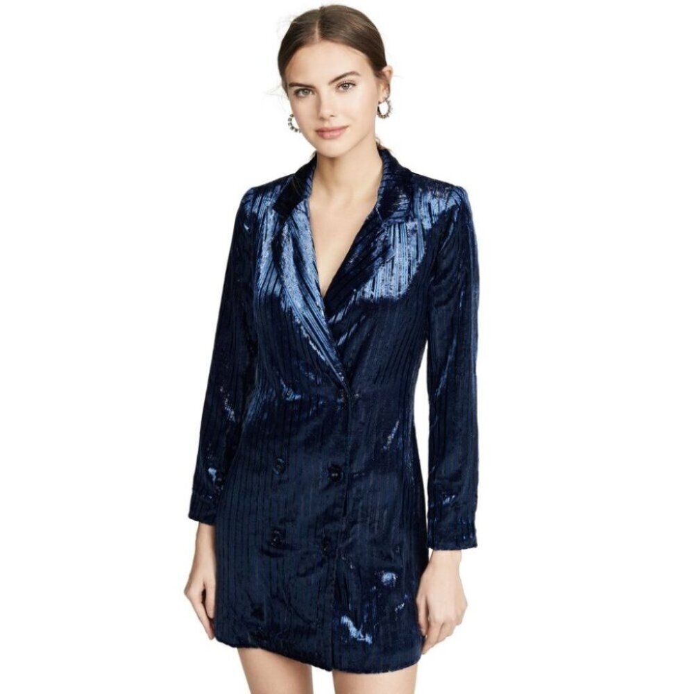 NWT Yumi Kim Suit It Up Velour Dress in Navy Blue Size XS
